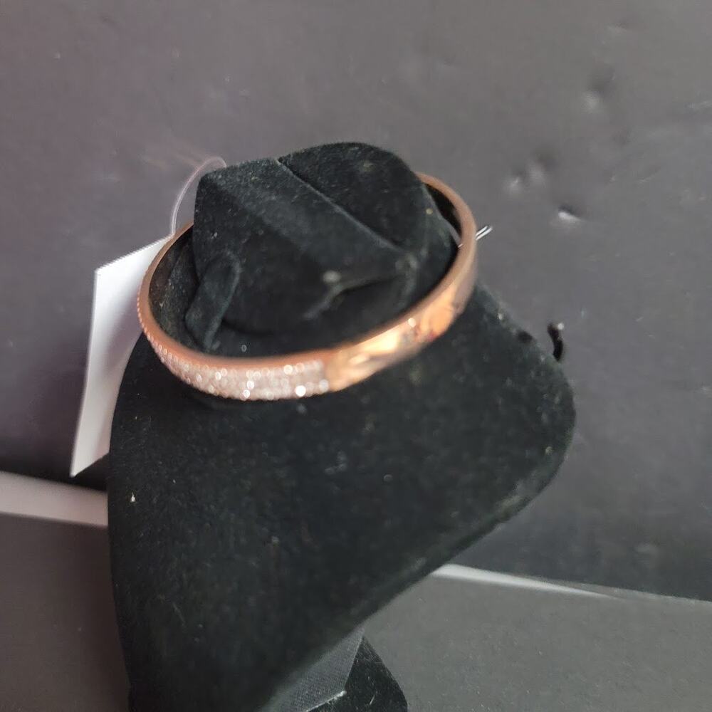 Kate Spade Rose Gold Clear Crystal Bangle Bracelet NEW Flush Clasp - Picture 5 of 6